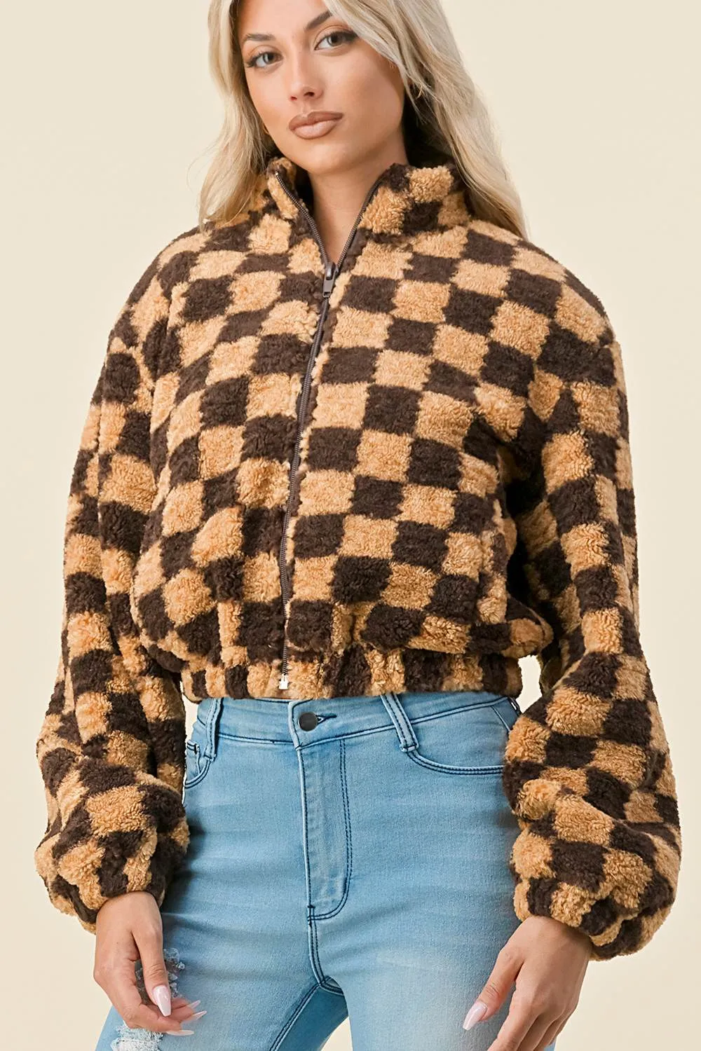 BG5129E / OVERSIZED CHECKERED ZIPPER JACKET sold by privy product image thumbnail 3