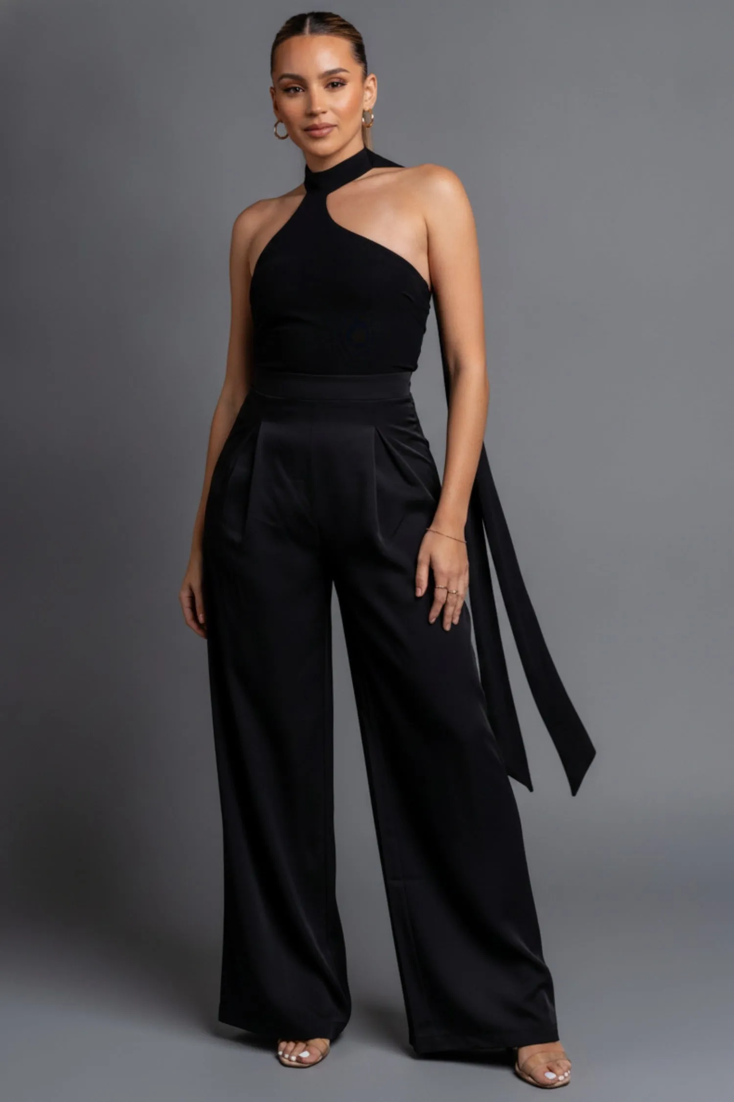 PJ11202B / THICK STRETCH WOVEN AND MESH JUMPSUIT sold by privy