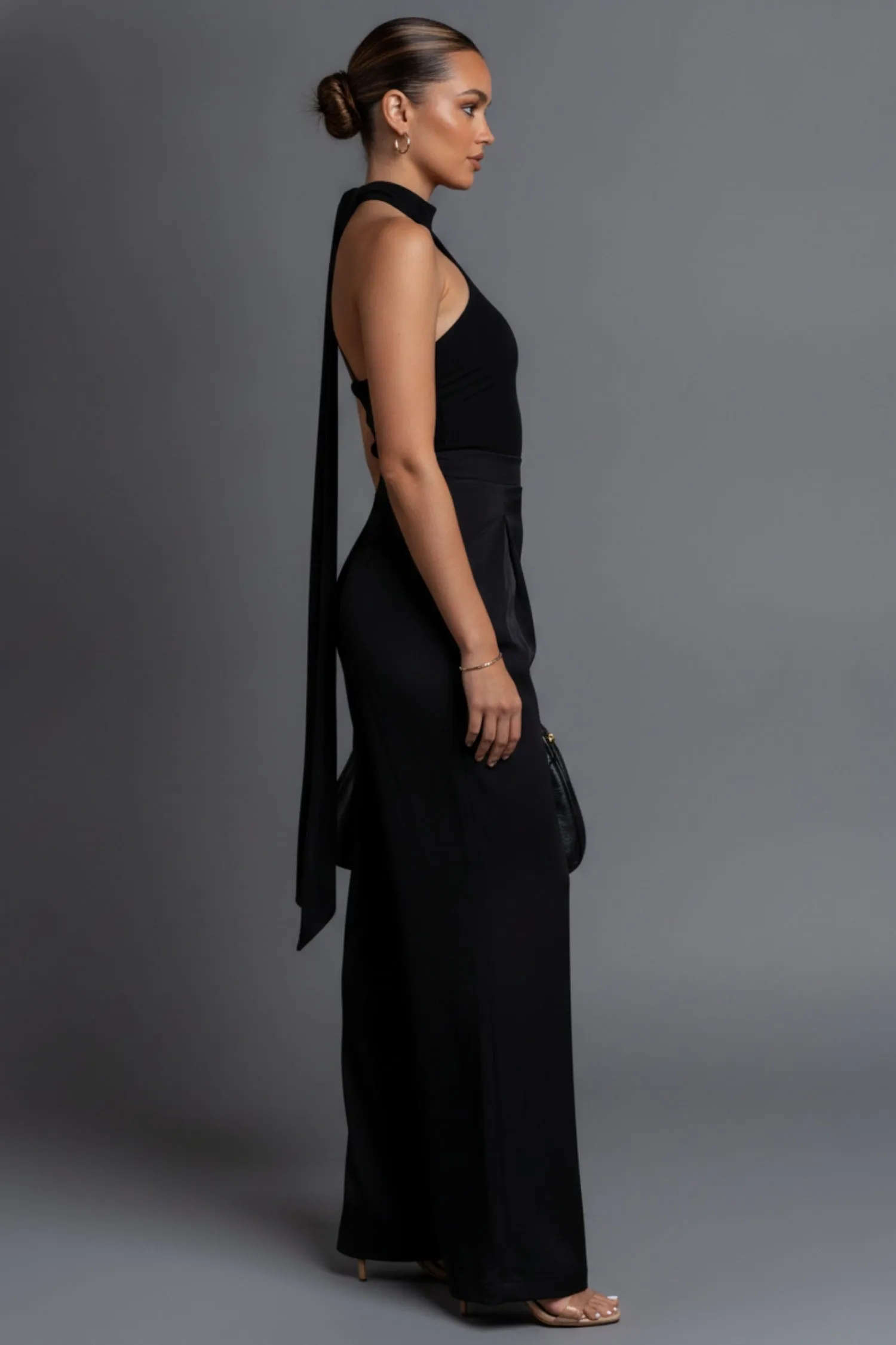 PJ11202B / THICK STRETCH WOVEN AND MESH JUMPSUIT sold by privy product image thumbnail 2