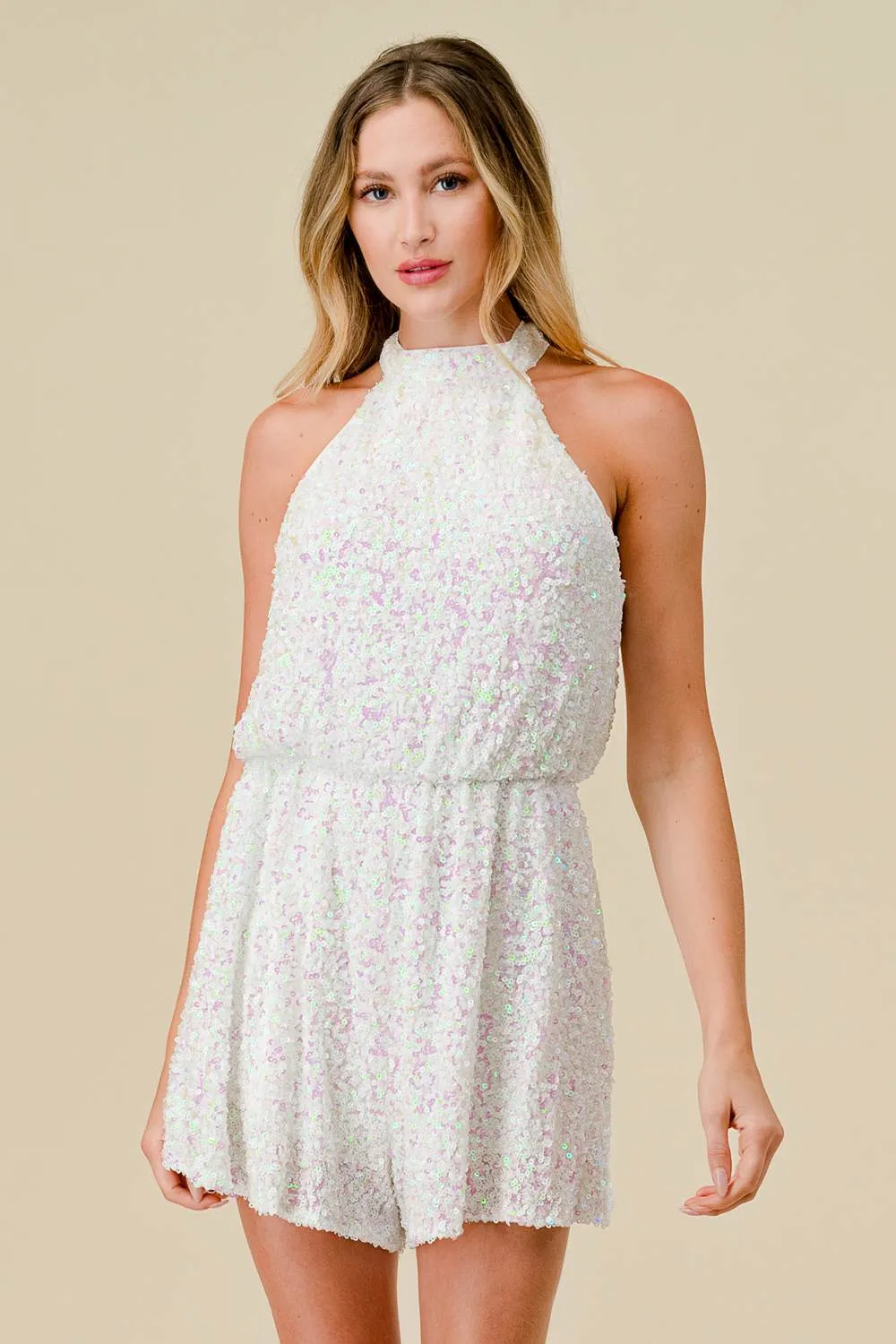 BJ7208S / LUXURIOUS SEQUINS SLEEVELESS BACK SLIT ROMPER sold by privy product image thumbnail 4