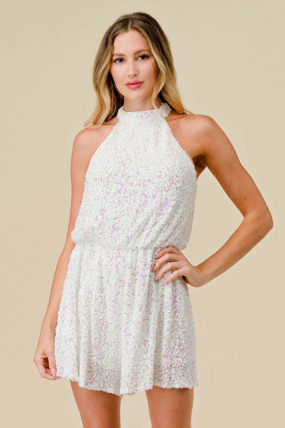 BJ7208S / LUXURIOUS SEQUINS SLEEVELESS BACK SLIT ROMPER sold by privy