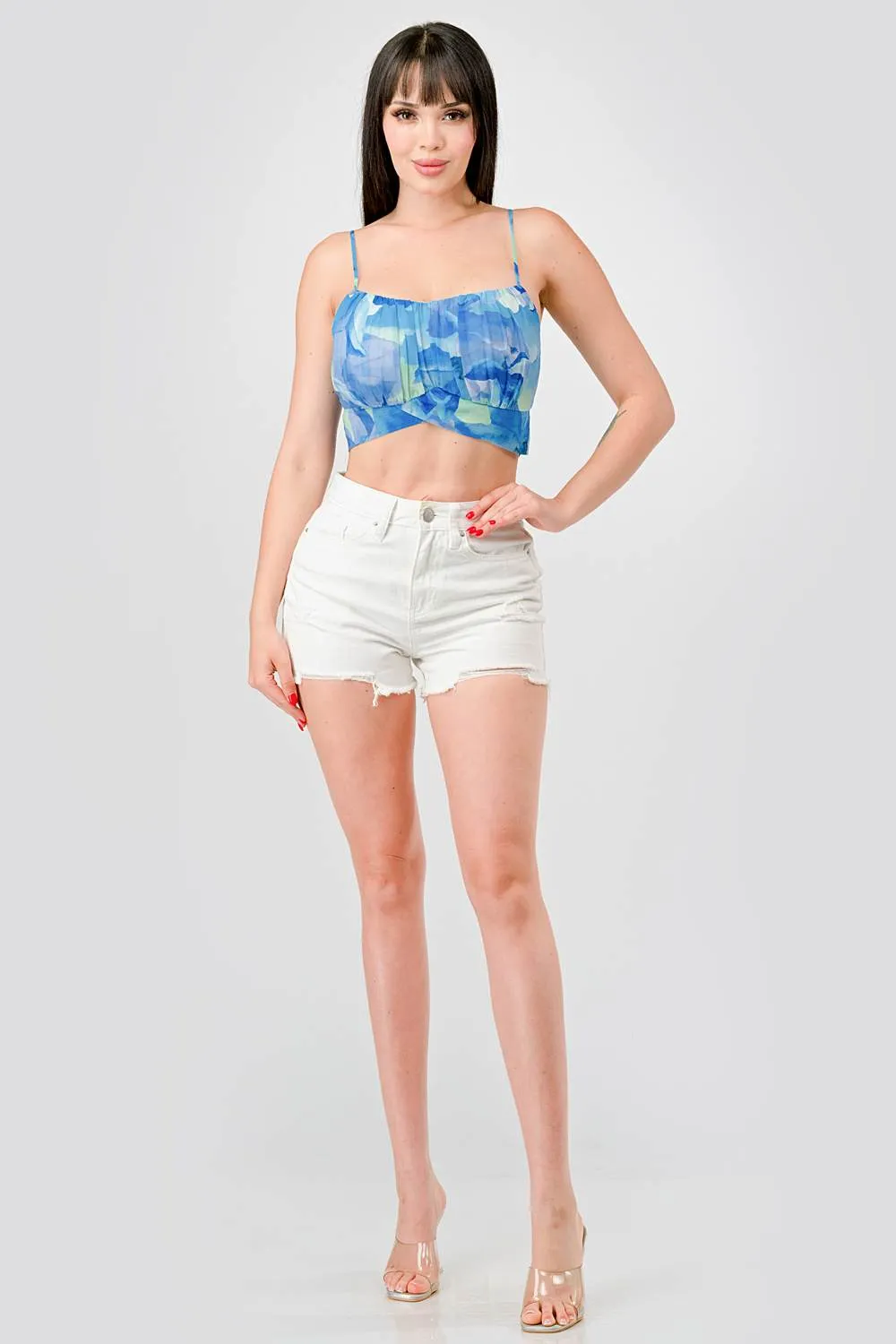 TIE DYE PRINT CHIFFON SMOCKED BUSTIER CROPPED TOP sold by privy product image thumbnail 5