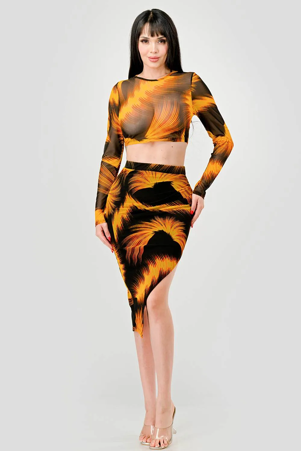 MPS8017-C-W / SEXY ABSTRACT PRINT MESH TOP & MIDI SKIRT SETS sold by privy product image thumbnail 5