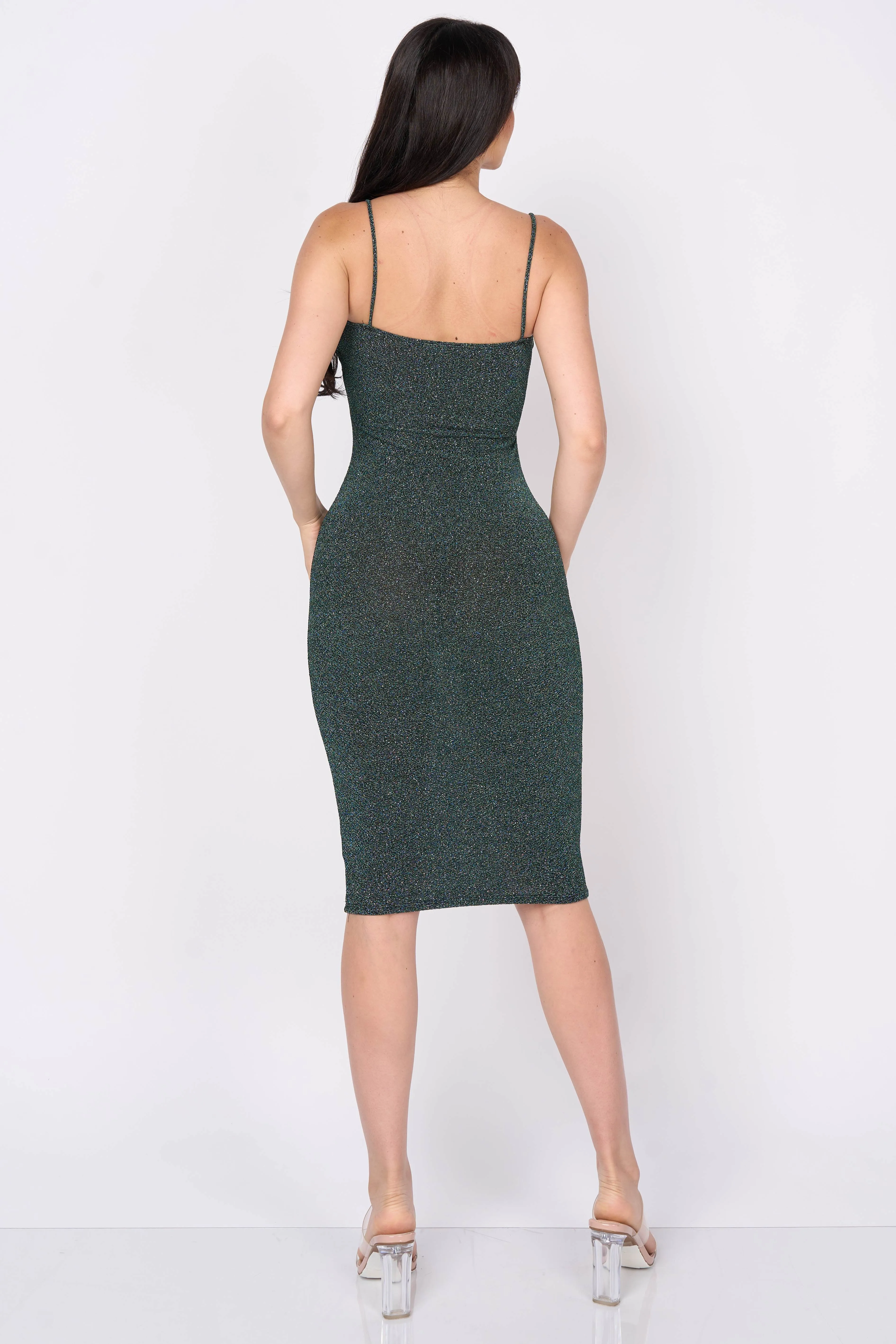 LUXE METALLIC LUREX GLITTER BODYCON MIDI DRESS sold by privy product image thumbnail 3