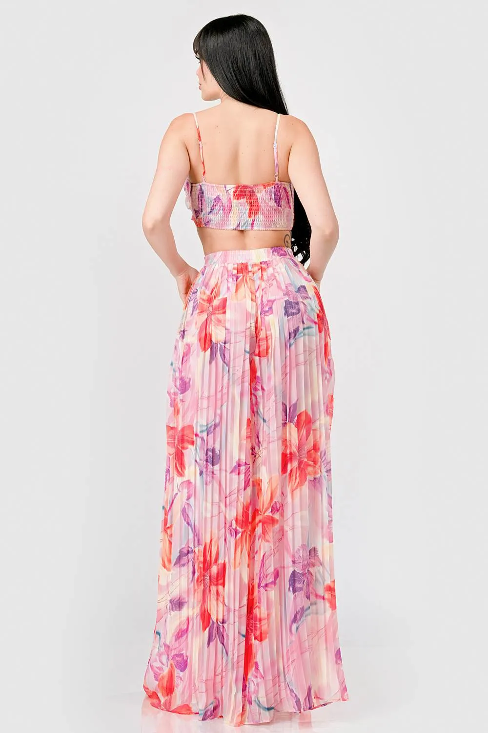 ROMANTIC FLORAL CHIFFON KNOT CROP TOP & SKIRT SETS sold by privy product image thumbnail 3