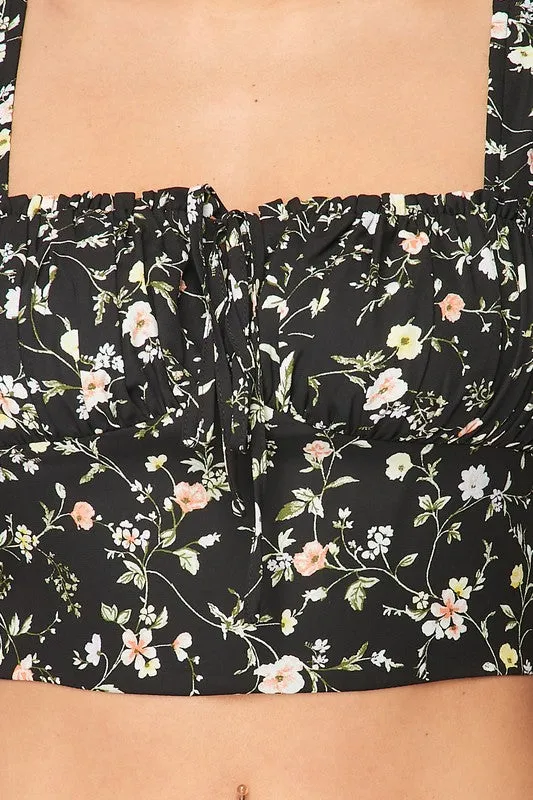 SPRING FLORAL PUFF SHORT SLEEVE CROPPED TOP sold by privy product image thumbnail 5