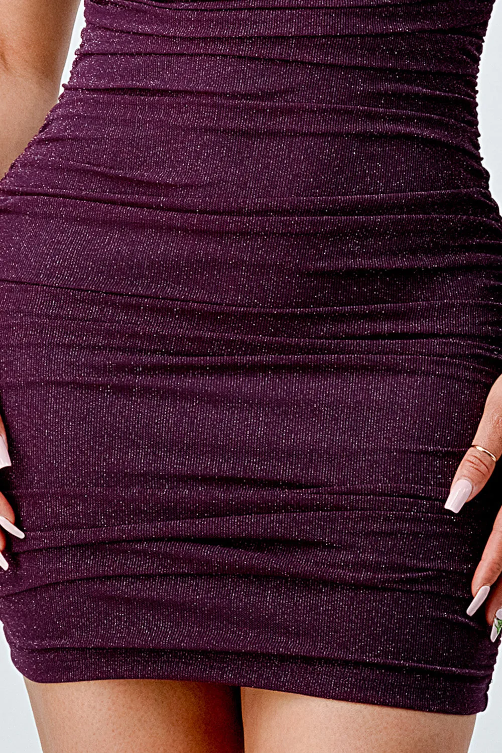 METALLIC MESH ONE SHOULDER RUCHED BODYCON DRESS sold by privy product image thumbnail 5