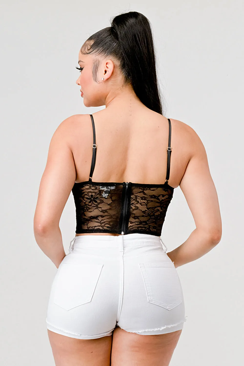 LUXE LACE WITH RIBBON TIE BUSTIER TOP sold by privy product image thumbnail 3