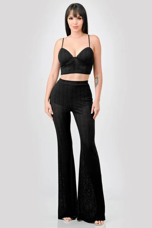 SEXY CHEVRON PATTERN BRALETTE TOP & PANTS SET made by privy
