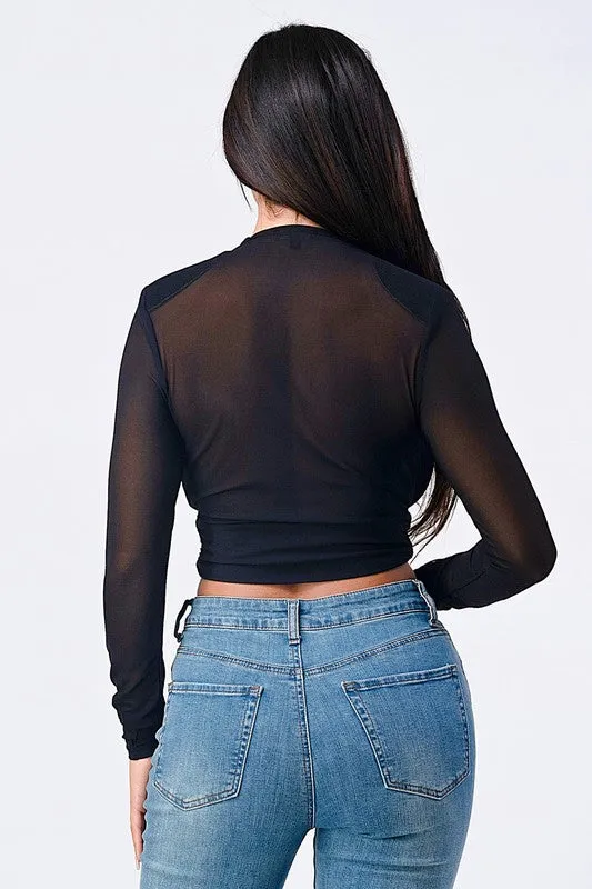 CHIC SHEER POWER SHOULDER OPEN FRONT TOP sold by privy product image thumbnail 3