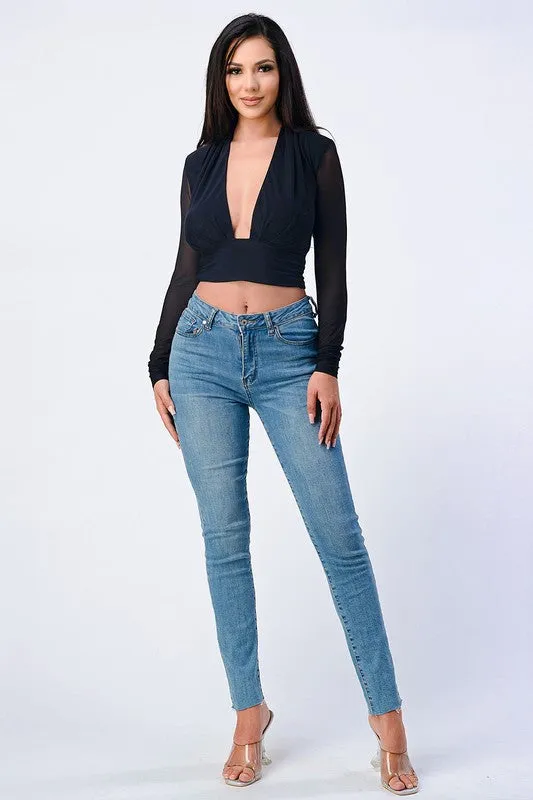 CHIC SHEER POWER SHOULDER OPEN FRONT TOP sold by privy product image thumbnail 4