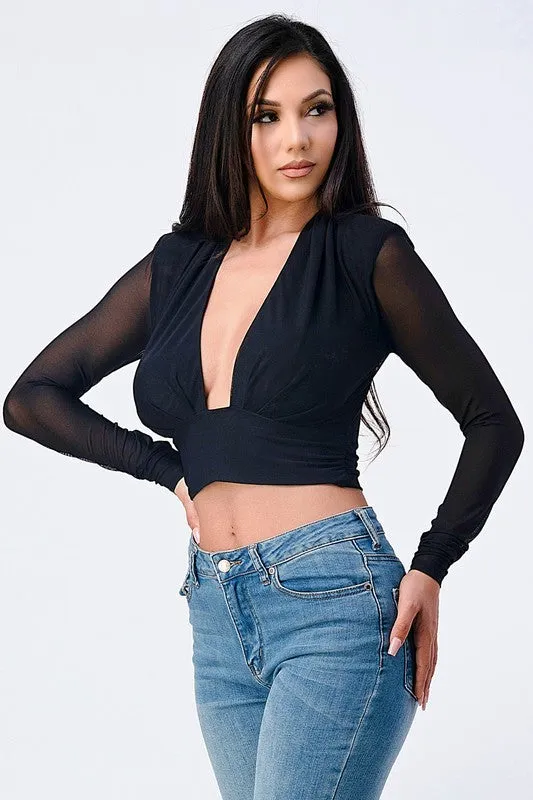 CHIC SHEER POWER SHOULDER OPEN FRONT TOP sold by privy product image thumbnail 2