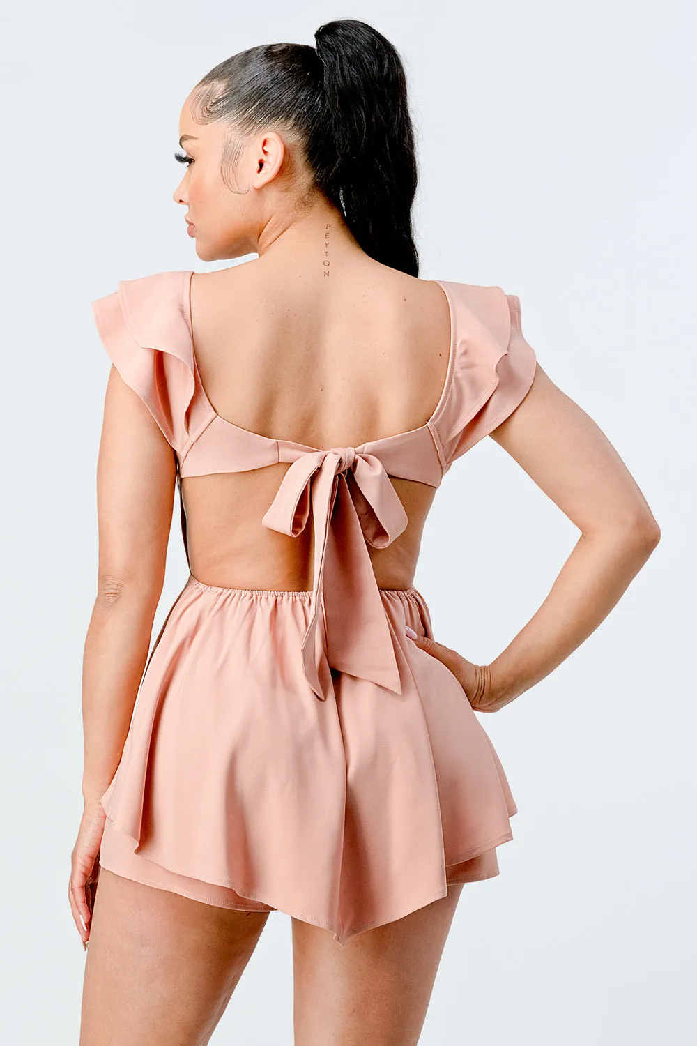 PJ10534N / SOFT SATIN TWILL RUFFLED BALLERINA ROMPER sold by privy product image thumbnail 3