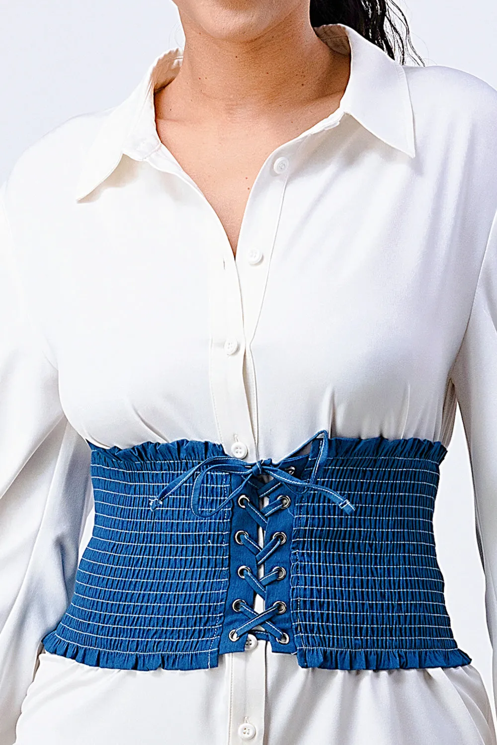 SMOCKED LACE-DOWN CORSET PIECE sold by privy product image thumbnail 5