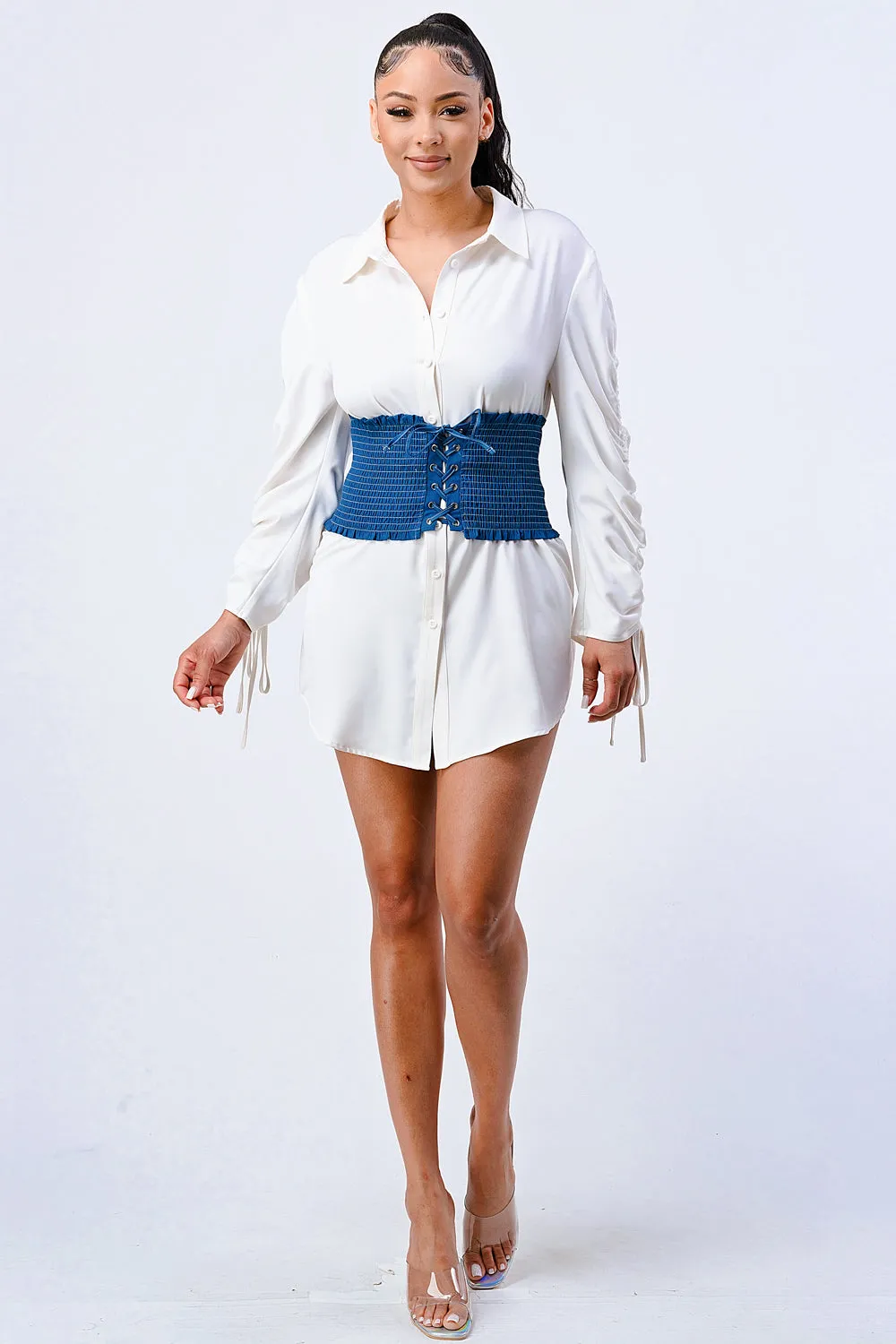 SMOCKED LACE-DOWN CORSET PIECE sold by privy product image thumbnail 4