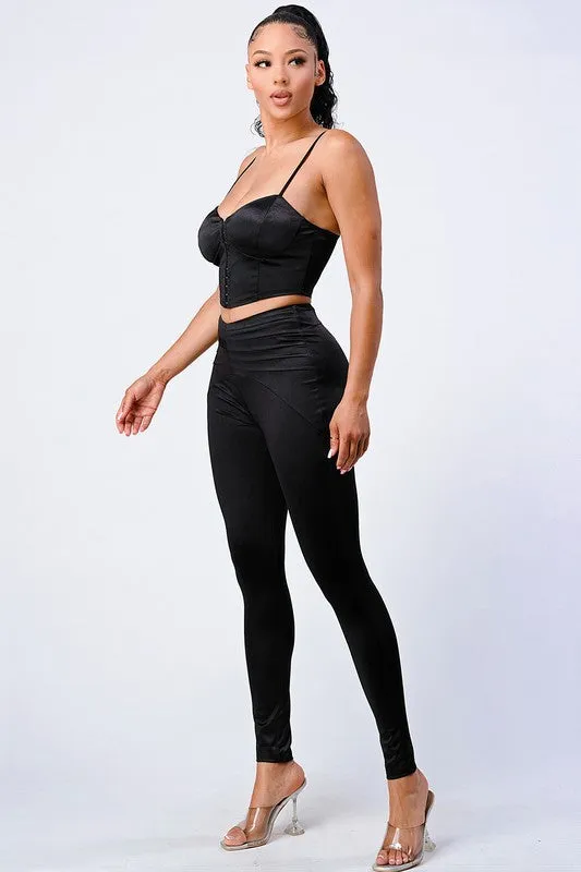 CHIC SATIN CROPPED CORSET CAMI AND PANTS SET sold by privy product image thumbnail 2