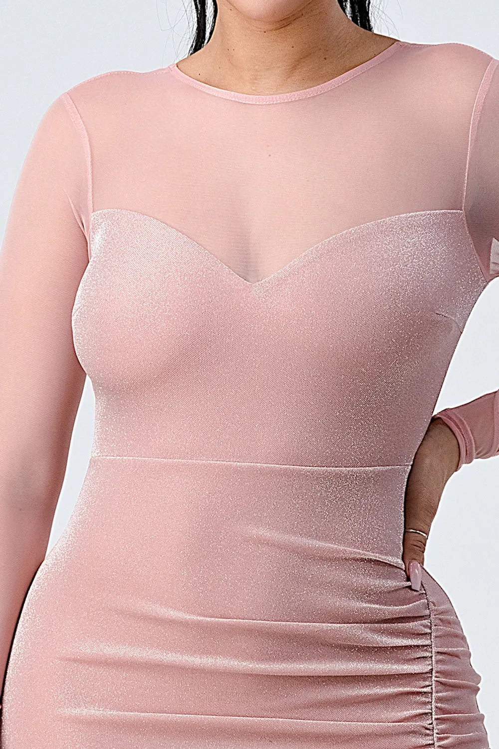 LUX SHINY METALIC MESH SLEEVES BODYCON DRESS sold by privy product image thumbnail 5