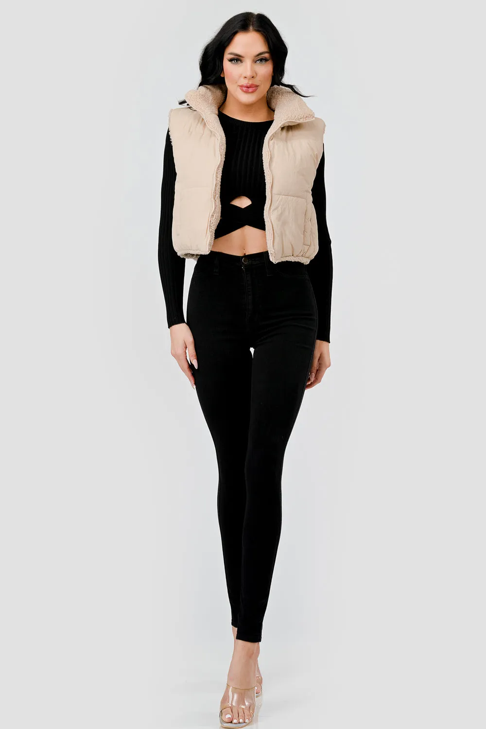 FUZZY MATTE WINDBREAKER CROPPED ZIPUP VEST sold by privy product image thumbnail 4