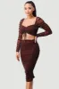 METALLIC MESH GLITTER LONG SLEEVE TOP & SKIRT SET sold by privy