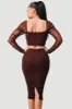 METALLIC MESH GLITTER LONG SLEEVE TOP & SKIRT SET sold by privy