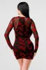 FLORAL VELVET FLOCKING MESH SEE-THRU MINI DRESS sold by privy