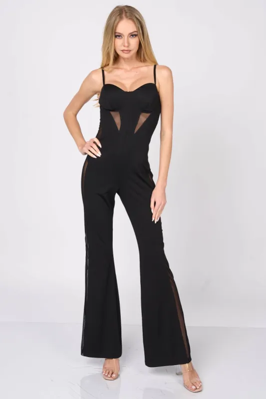 SEXY SUPER STRETCH SEE-THRU SHEER SIDE JUMPSUIT sold by privy