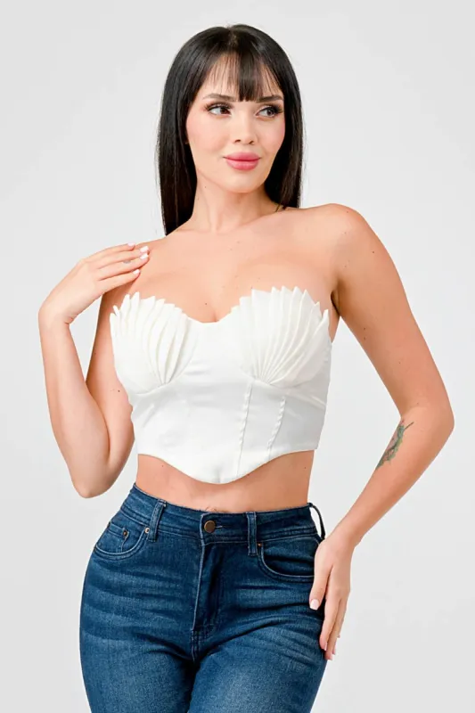 LUXE SATIN SHELL SWEETHEART CONTRAST BUSTIER TOP sold by privy