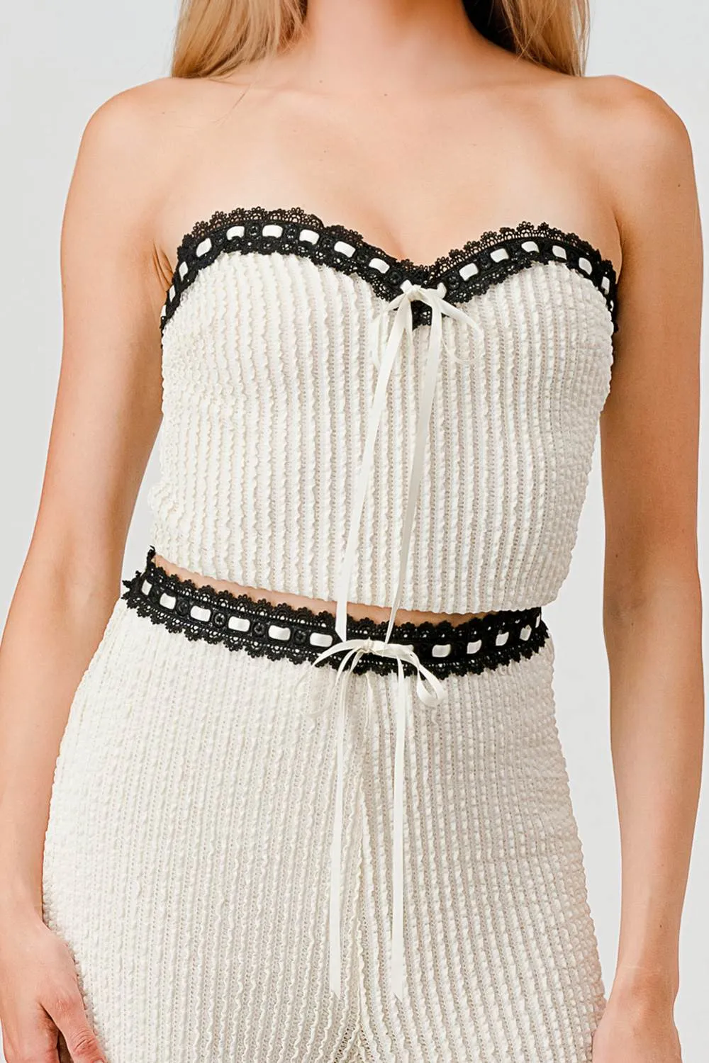 AS5078S / TEXTURE KNIT DRAWSTRING TRIM TUBE TOP & PANTS SET sold by privy product image thumbnail 5