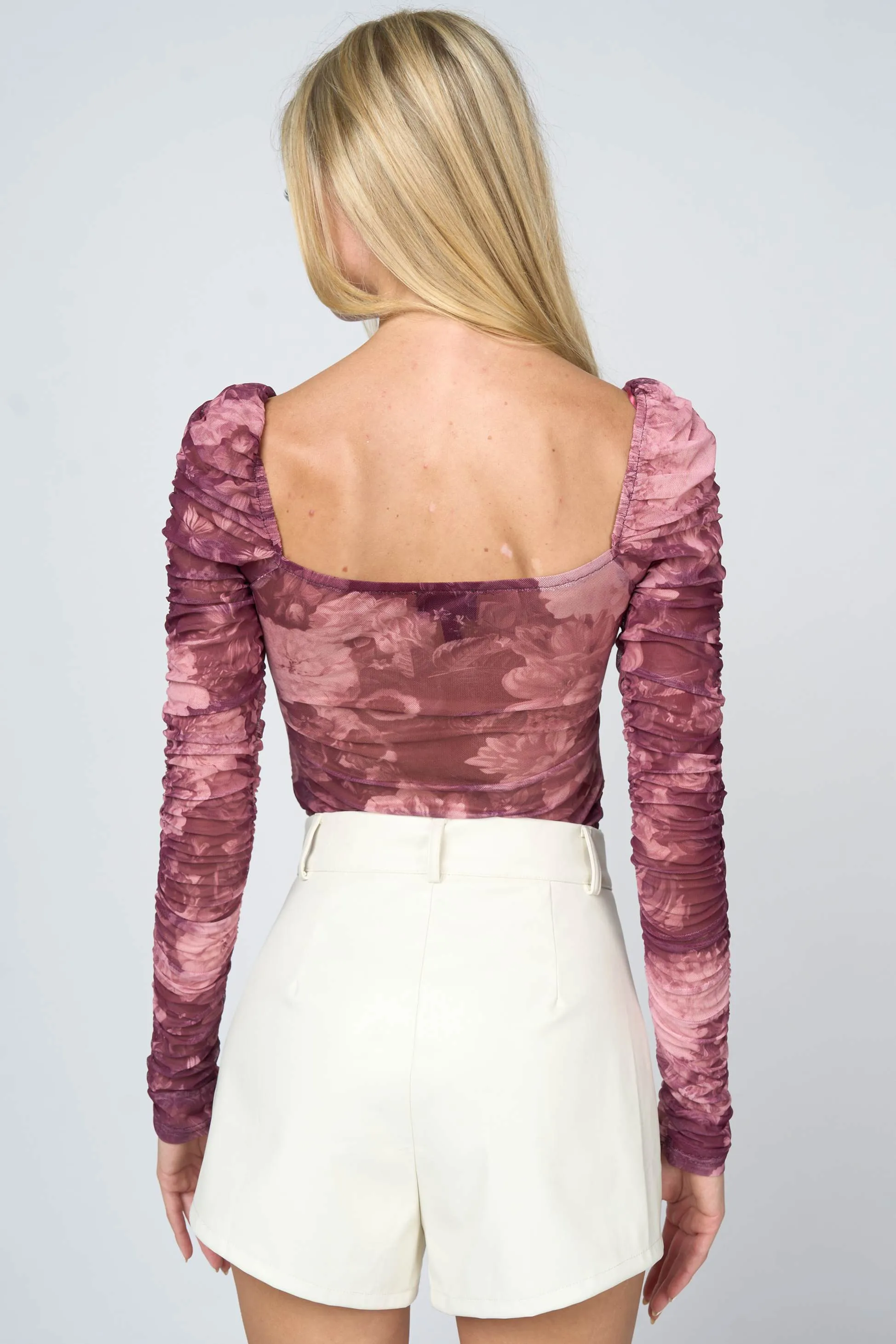 ROMANTIC FLORAL PRINT MESH SWEETHEART BODYSUIT sold by privy product image thumbnail 4