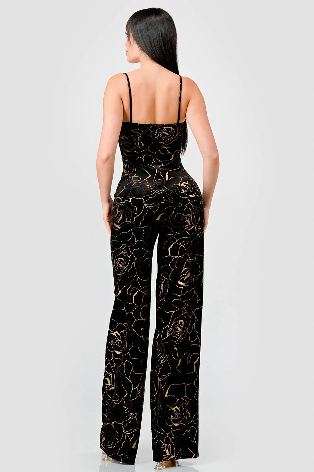 LUXE VELVET FOLIED SWEETHERT WIDE LEGS JUMPSUIT sold by privy product image thumbnail 3