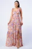 FLORAL SMOCKED CHIFFON RUFFLED MAXI DRESS sold by privy