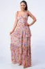 FLORAL SMOCKED CHIFFON RUFFLED MAXI DRESS sold by privy
