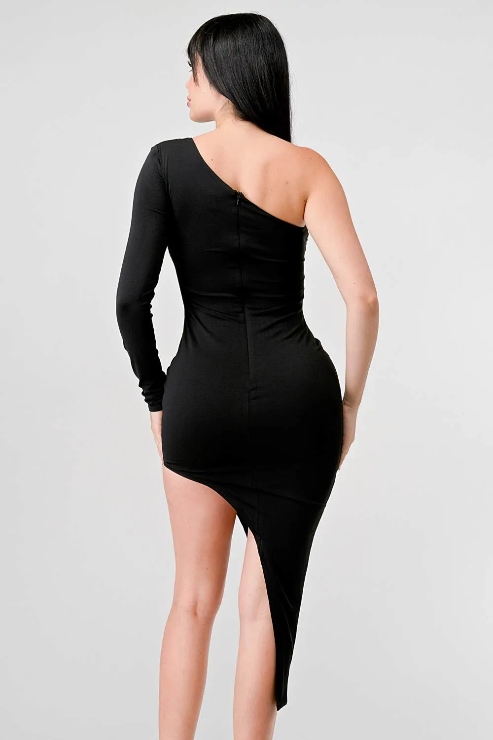 SEXY ITY ONE SHOULDER SEMI SHEER ASYMMETRIC DRESS sold by privy product image thumbnail 3