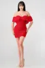 MESH OFF THE SHOULDER RUCHED BODYCON MINI DRESS sold by privy