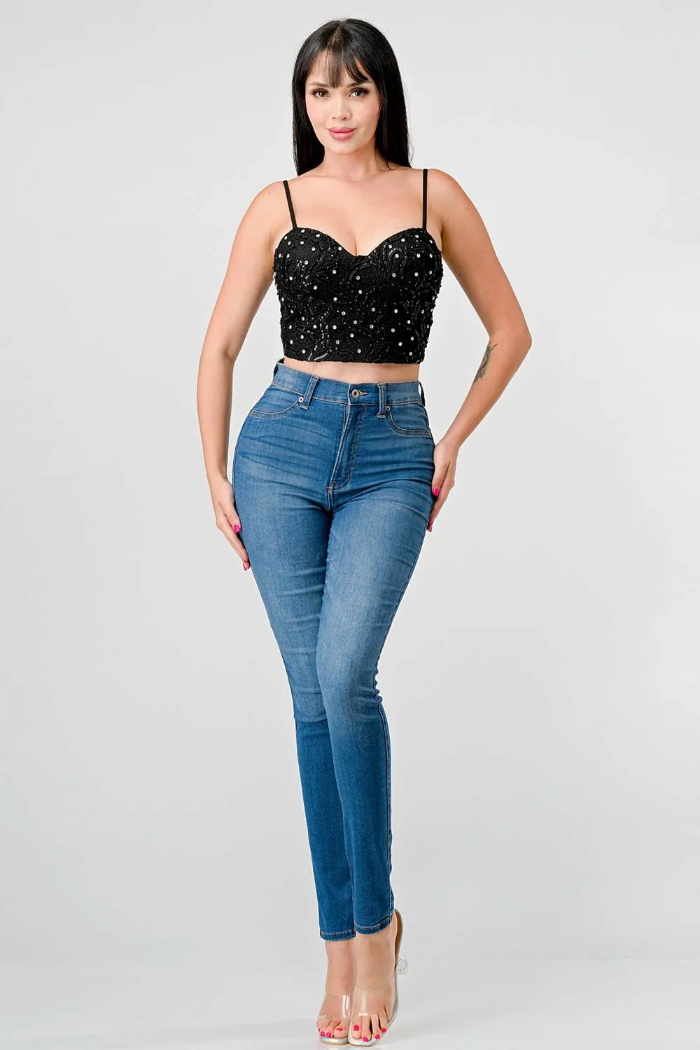 RHINESTONES EMBROIDERY LACE SWEETHEART BUSTIER TOP sold by privy product image thumbnail 5