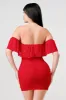 MESH OFF THE SHOULDER RUCHED BODYCON MINI DRESS sold by privy