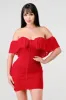 MESH OFF THE SHOULDER RUCHED BODYCON MINI DRESS sold by privy