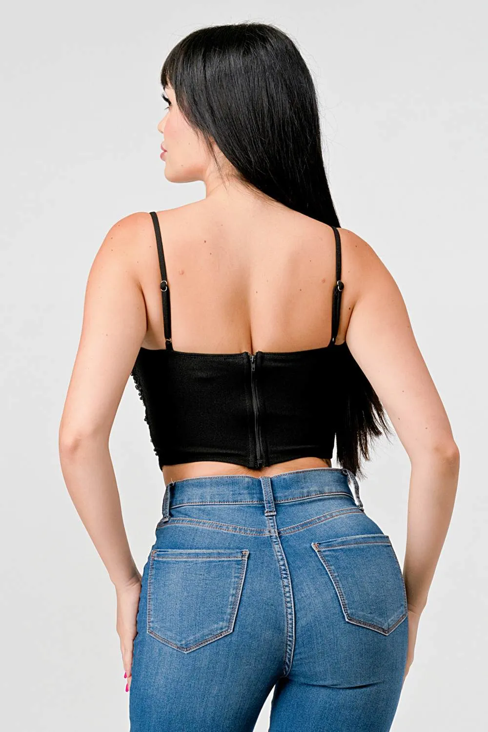 RHINESTONES EMBROIDERY LACE SWEETHEART BUSTIER TOP sold by privy product image thumbnail 4