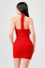 LUXE SEXY MESH HALTER GOLD BELT CUTOUT MINI DRESS sold by privy