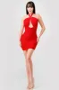 LUXE SEXY MESH HALTER GOLD BELT CUTOUT MINI DRESS sold by privy