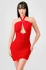 LUXE SEXY MESH HALTER GOLD BELT CUTOUT MINI DRESS sold by privy