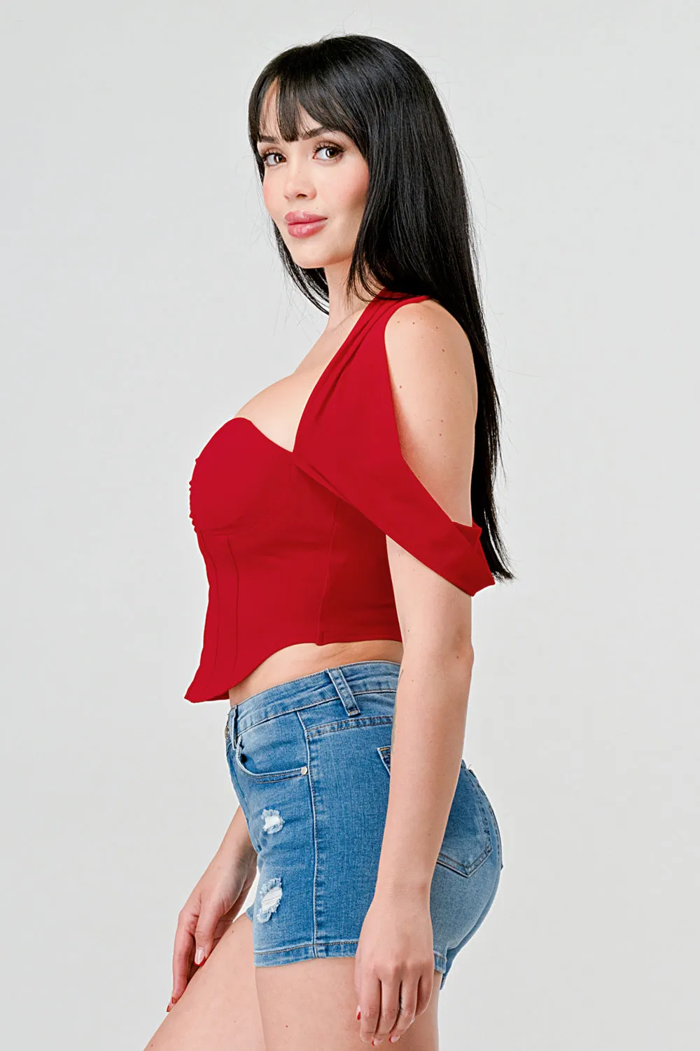 PT43407S / CREPE SWEETHEART NECKLINE CORSET CROP TOP sold by privy product image thumbnail 2