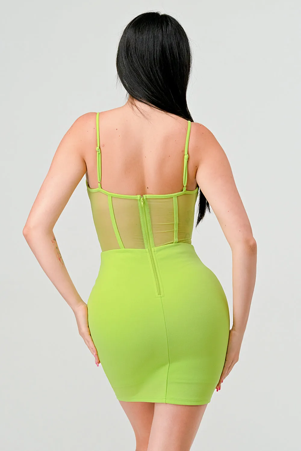 SEXY CREPE SHEER MESH BODICE BODYCON MINI DRESS sold by privy product image thumbnail 3