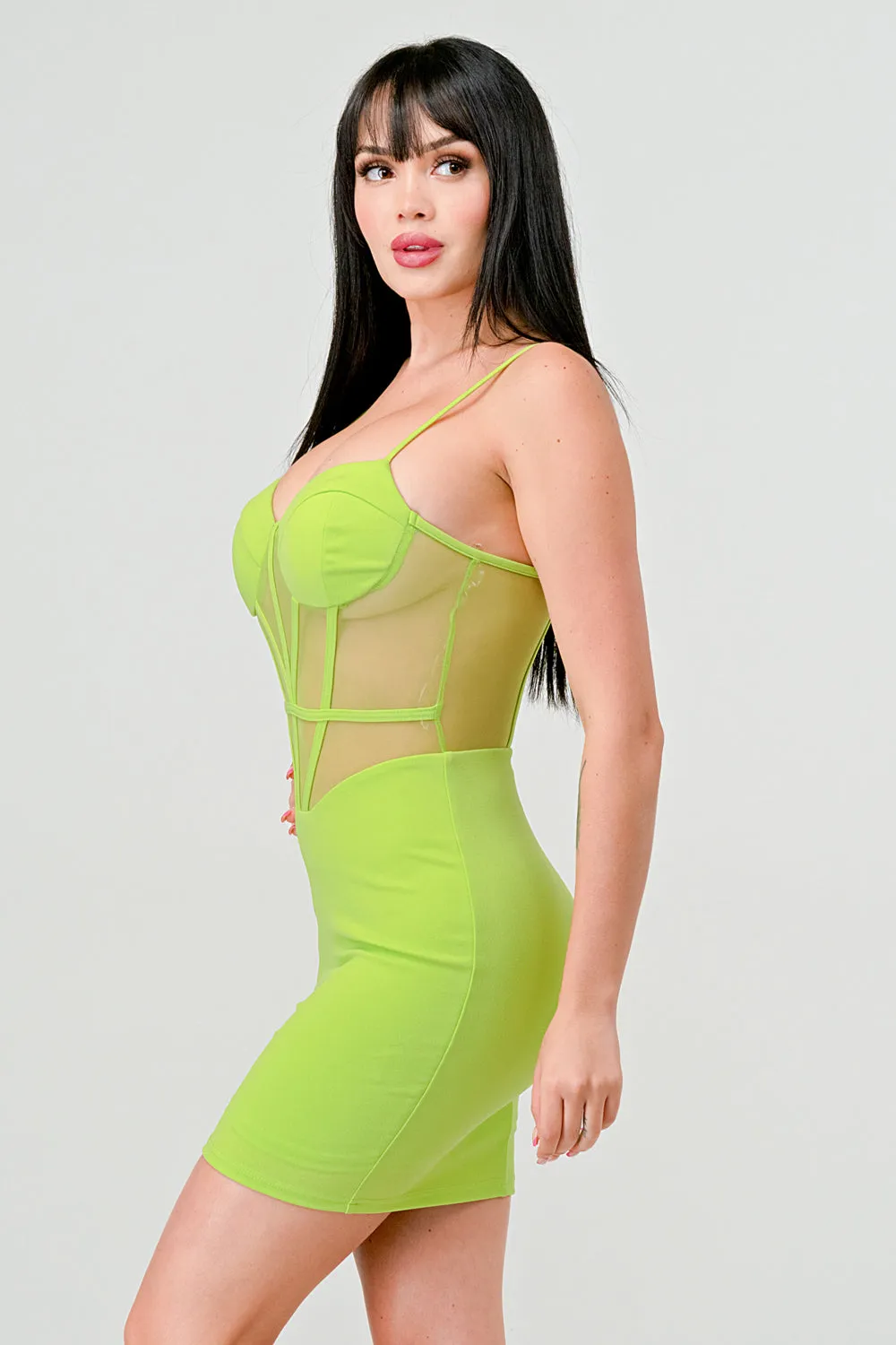 SEXY CREPE SHEER MESH BODICE BODYCON MINI DRESS sold by privy product image thumbnail 2