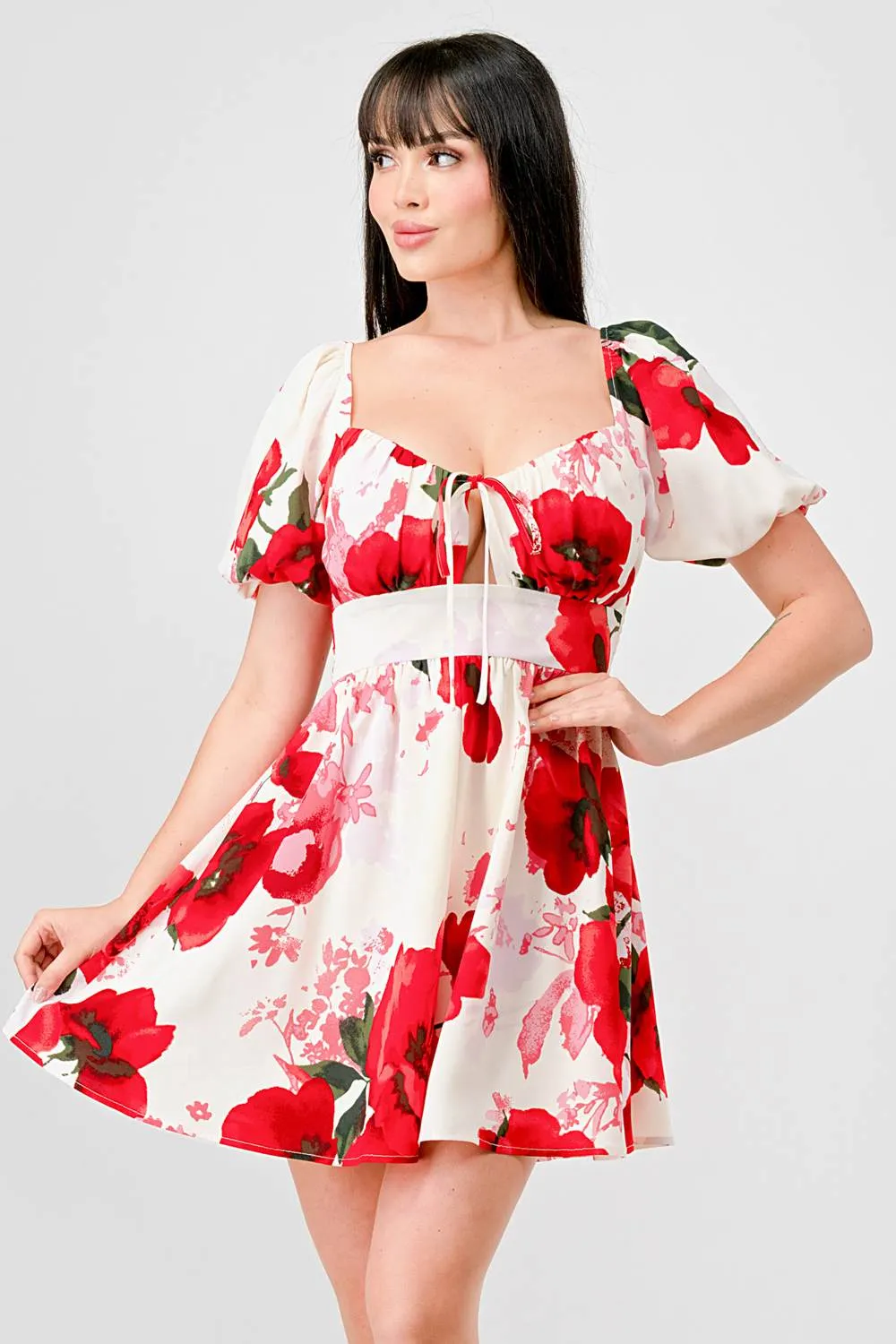FLORAL SWEETHEART BUBBLE FIT & FLARE MINI DRESS sold by privy