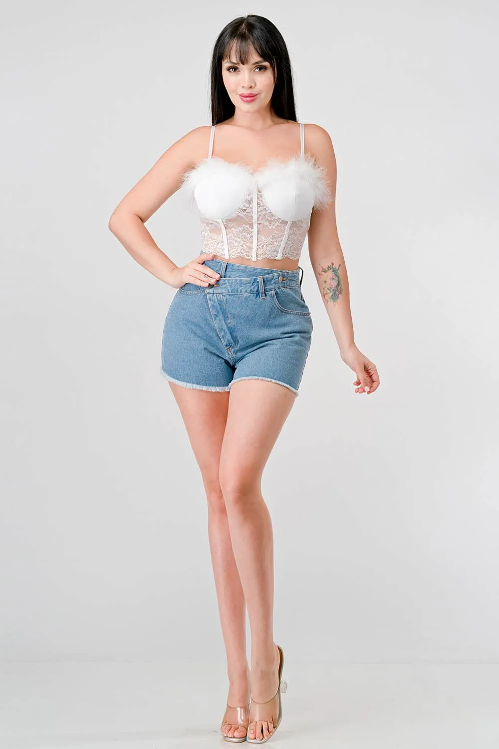 SEXY TECHNO CREPE SHEER LACE FLUFF BUSTIER TOP sold by privy product image thumbnail 5