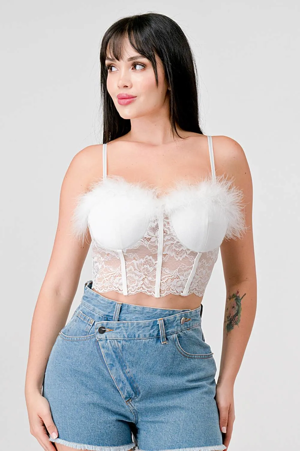 SEXY TECHNO CREPE SHEER LACE FLUFF BUSTIER TOP sold by privy product image thumbnail 2