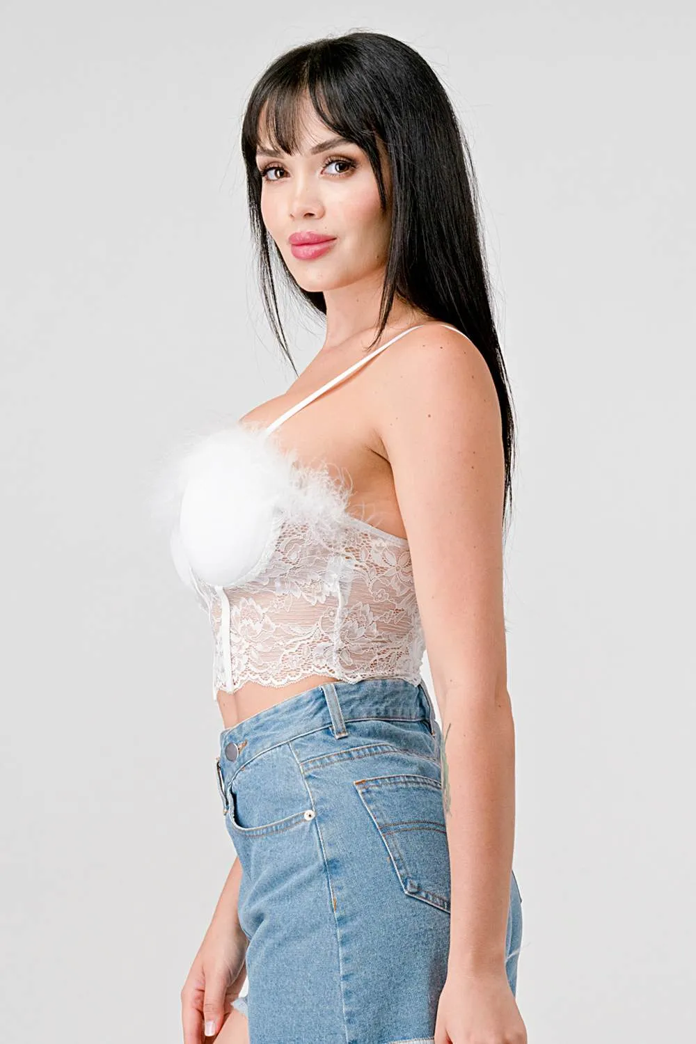 SEXY TECHNO CREPE SHEER LACE FLUFF BUSTIER TOP sold by privy product image thumbnail 3