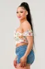 FLORAL SWEETHEART OFF SHOULDER V-SHAPE BUSTIER TOP sold by privy