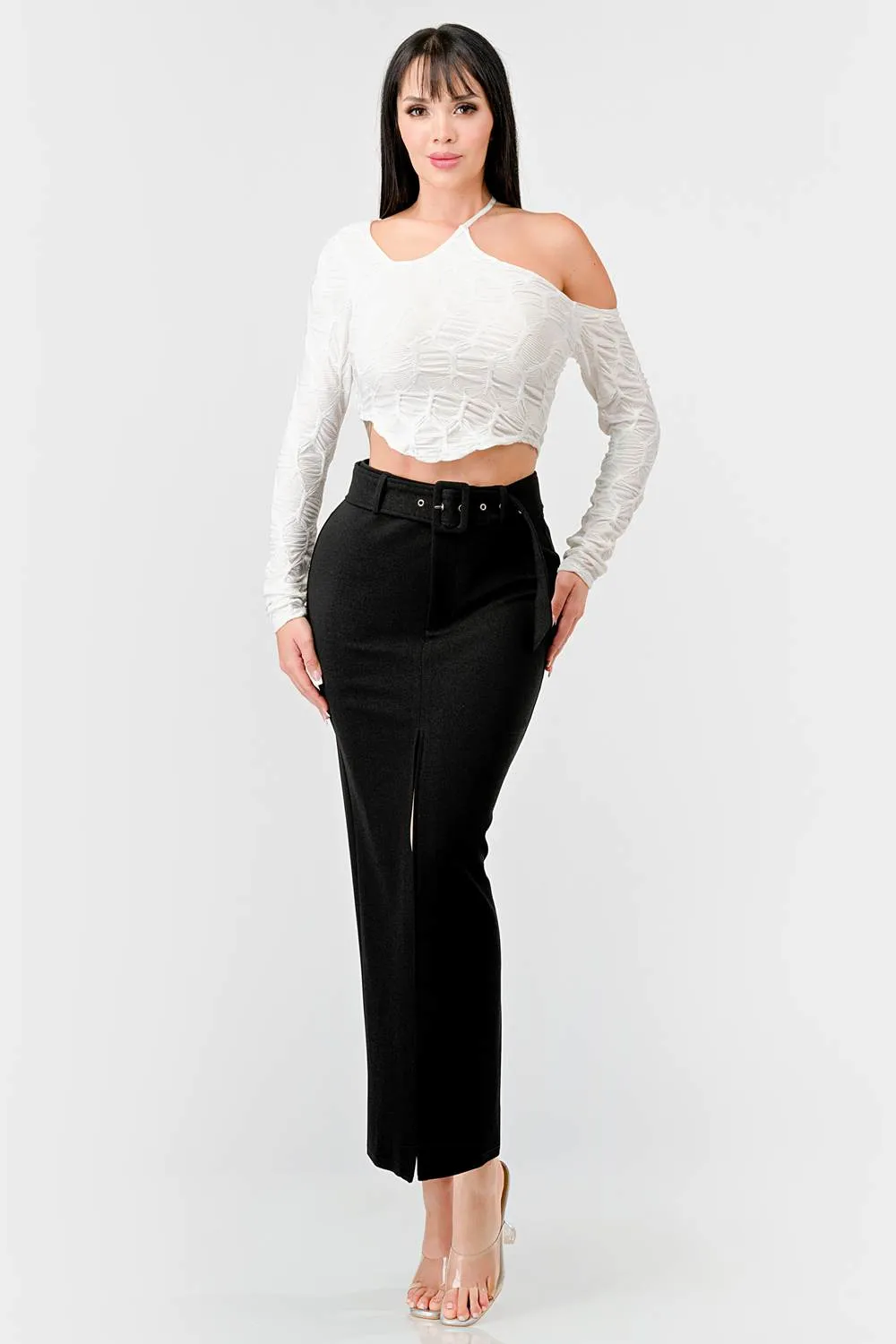 LUXE ASYMMETRIC COLD SHOULDER CROP TOP sold by privy product image thumbnail 5